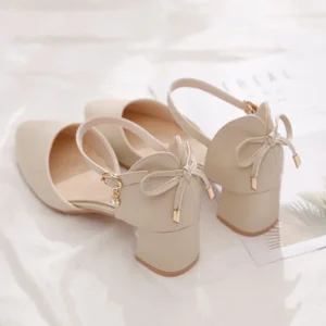 2025 Spring/Summer Hot Sale！Fairy Style Thin-Strap High Heels - Bowknot with Golden Buckle, Comfortable & Versatile