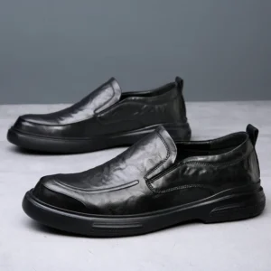 100% Genuine Leather Business Shoes Flat Slip-on Cow Leather Mens Casual Shoes Brand Male Footwear Loafers Black Brown D039