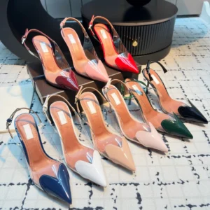 2026 New Design Heart-shaped Pointed Toe Backless Cool Shoes for Women Fashionable Transparent High-Heeled Bao Head Shoe
