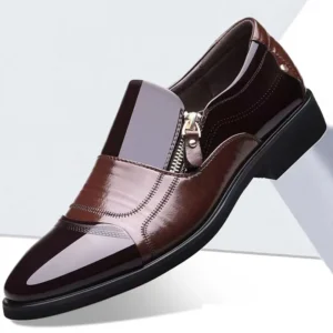 New autumn men's leather shoes Sharp pointed outdoor anti slip flat Fashion Business Zipper Footwear Casual comfort male shoes