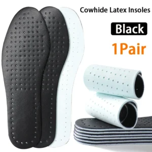 1Pair Latex Cowhide Insoles Elastic Shock-Absorbing Breathable Sweat-Absorbing Soft Comfortable Breathable Insoles for Sneakers