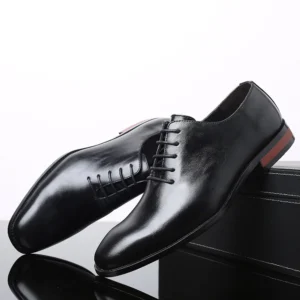 Fashionable Business Men's Shoes Leather Low Top Oxfords Durable Wear-Resistant Trendy Single Shoes for Men