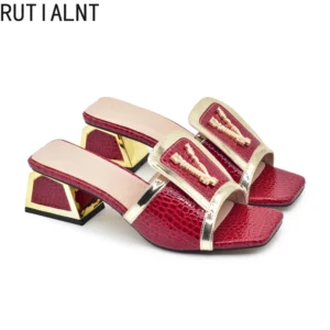 New Arrival Square Heels Open Toe Pumps Womens Shoes Luxury Designer High Heels Sandals for Party Women Plus Size Women Shoes 43